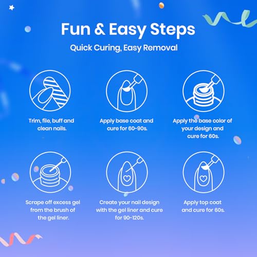 beetles Gel Polish Nail Art Gel Liner Nail Polish Set- 20 Colors Liner Gel Polish Pink Blue White Red Brown Glitter Gel Nail polish Soak Off UV Gel Built Thin Nail Brush in Bottle Gifts for Women