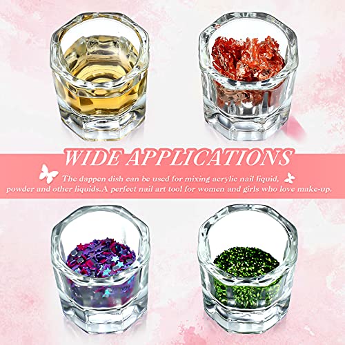 Cunhill 12 Pieces Dappen Dishes for Acrylic Nails Monomer Liquid Powder Glass Cups Clear Crystal Bowls Holders for Nail Extension Supplies