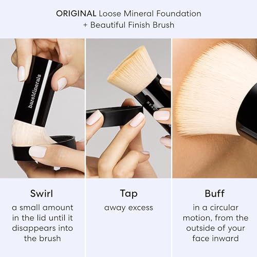 bareMinerals Original Get Started Kit, 4 Piece Mini Mineral Makeup Includes Original Loose Foundation, Face Primer, Setting Powder, Brush, Travel Sizes, Must-Have Kit, Vegan