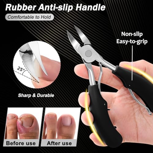 Toenail Clippers for Thick Toenails, Trimlyx Heavy Duty Toe Nail Clippers for Thick Nails for Seniors, Ingrown Nail Clippers for Men, Large Slanted Nail Clippers for Seniors Thick Nails 5Pcs
