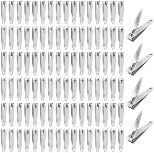 HOFASON 100 Pcs Nail Clippers Bulk for Men Women Adult, Professional Stainless Steel Fingernail & Toe Nail Clipper Cutter Set Travel Manicure Pedicure Trimmer Kit Gift for Homeless Supplies