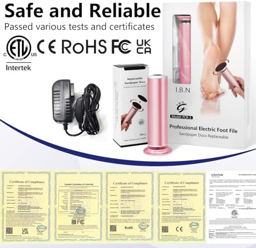 Electric Foot File Callus Remover for Feet, Adjustable Speed Foot Sander Grinder Professional Pedicure Tools for Dead Skin Heel Calluses with Replaceable Sandpaper Discs (Upgraded FCR-1 Pink)