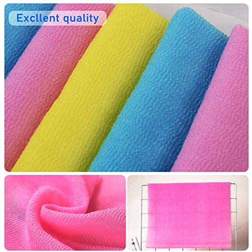 ARCH&M Exfoliating Washcloth Body Scrubber Back Scrubber for Shower Japanese Beauty Washcloth Bath Wash Cloth Korean Exfoliation Luffah Towel Net Sponge Loofah Scrub 3 Pack (Black x 3)