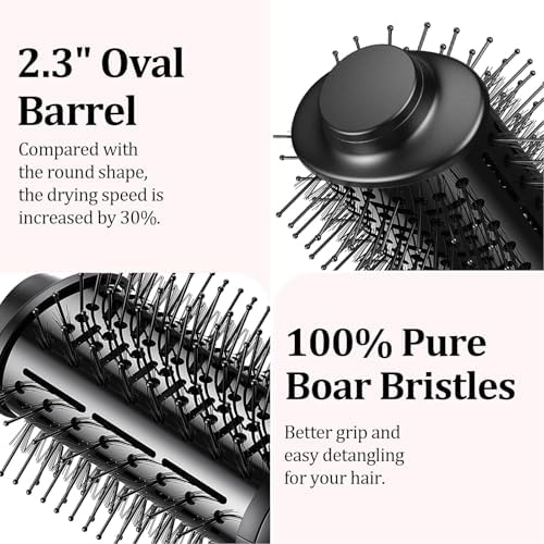 Dual Voltage(100~250V) Mini Hair Dryer Brush with European Plug Adapter for International Travel, Europe Travel Essentials for Women