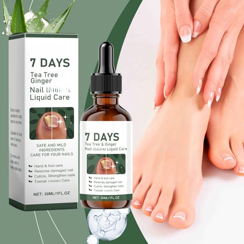 Tea Tree Ginger Nail Treatment, 7 Days Ginger Nail Growth Serum & Cuticle Care Treatment, Repair & Strengthener