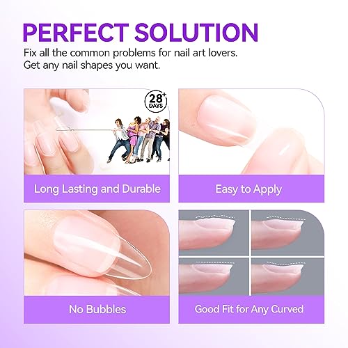 Gelike EC Gel Nail Glue UV Light: 2PCS 6 in 1 Adhesive Polish, Strong Glue for Press On Nails Acrylic Tips, Long Last Kit Blooming Gel Gift for Home Salon DIY 32ML