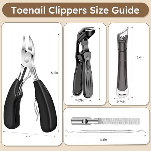 2025 Toenail Clippers for Thick Nails for Seniors, Nail Clippers for Men Angled Head, Toe Nail Clippers Slanted, Wide Jaw Opening with Catcher, Heavy Duty Ingrown Toenail Clippers Long Handle