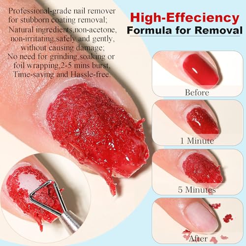 Gel Polish Remover, Gel Remover Kit Includes Cuticle Oil and Nail Polish Remover Tool No Soaking or Wrapping Removes Gel Polish in 2-5 Minutes