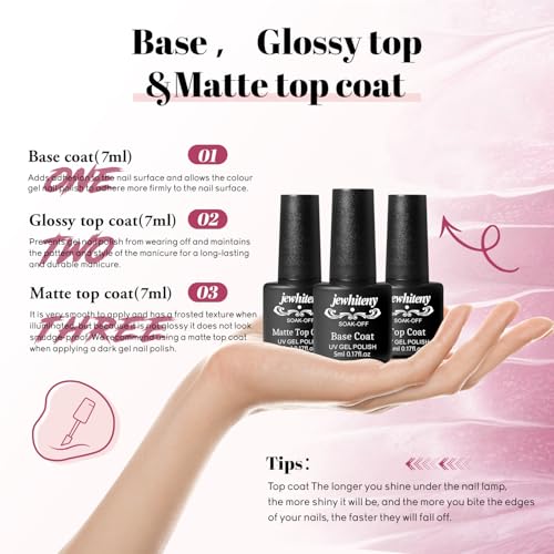 JEWHITENY 45PCS Gel Nail Polish Kit with U V Light LED Nail Lamp 40 Colors Set Manicure Tools All-In-One Nail Gel Kit