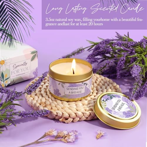 Birthday Gifts for Women, Self Care Gifts for Women, Relaxing Spa Gifts Basket Care Package w/Flannel Blanket, Mothers Day Gifts for Mom Her Best Friend Grandma Sister Wife (Purple)