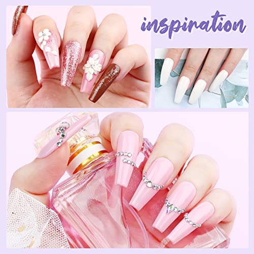 SAVILAND Acrylic Nail Kit with Drill: 15g White Pink Clear Acrylic Powder and Liquid Set with False Tips Nail Forms Brushes Primer Top Gel Manicure Tools Kit with Everything for Beginners Home DIY