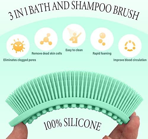 3 Pack Silicone Exfoliating Loofah, Soft Silicone Body Scrubber Fit for Sensitive Skin, Clean and Sanitary Rapid Foaming