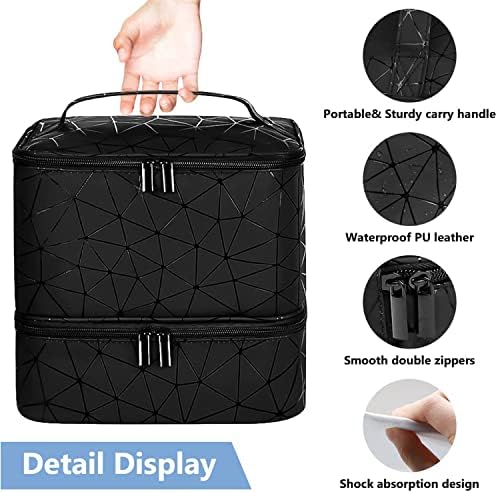 PU Leather Nail Polish Organizer and Nail Lamp Case, Nail Kit Organizer Holds 30+ Bottles (15ml - 0.5 fl.oz) and a Nail Lamp, Nail Polish Carrying Case with Manicure Tools Storage Sections