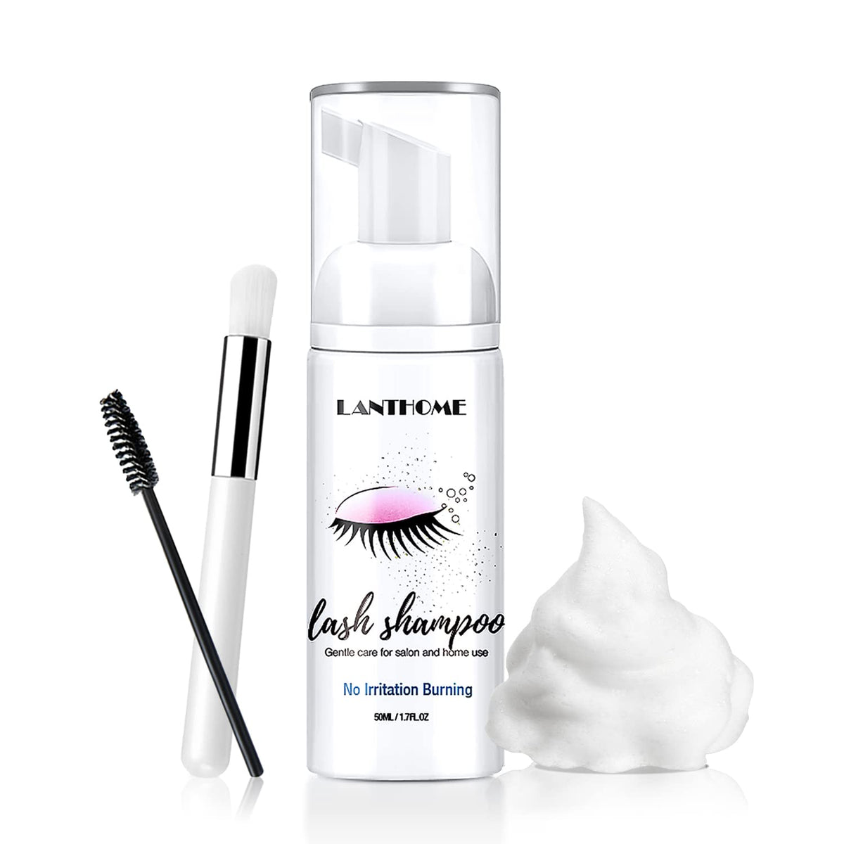Eyelash Extension Shampoo, Remove Makeup Residue & Mascara, Gentle Deep Cleansing and No Irritating or Burning for Eyelash Extension Foam - Perfect for Salon Use and Home Care (50ML)