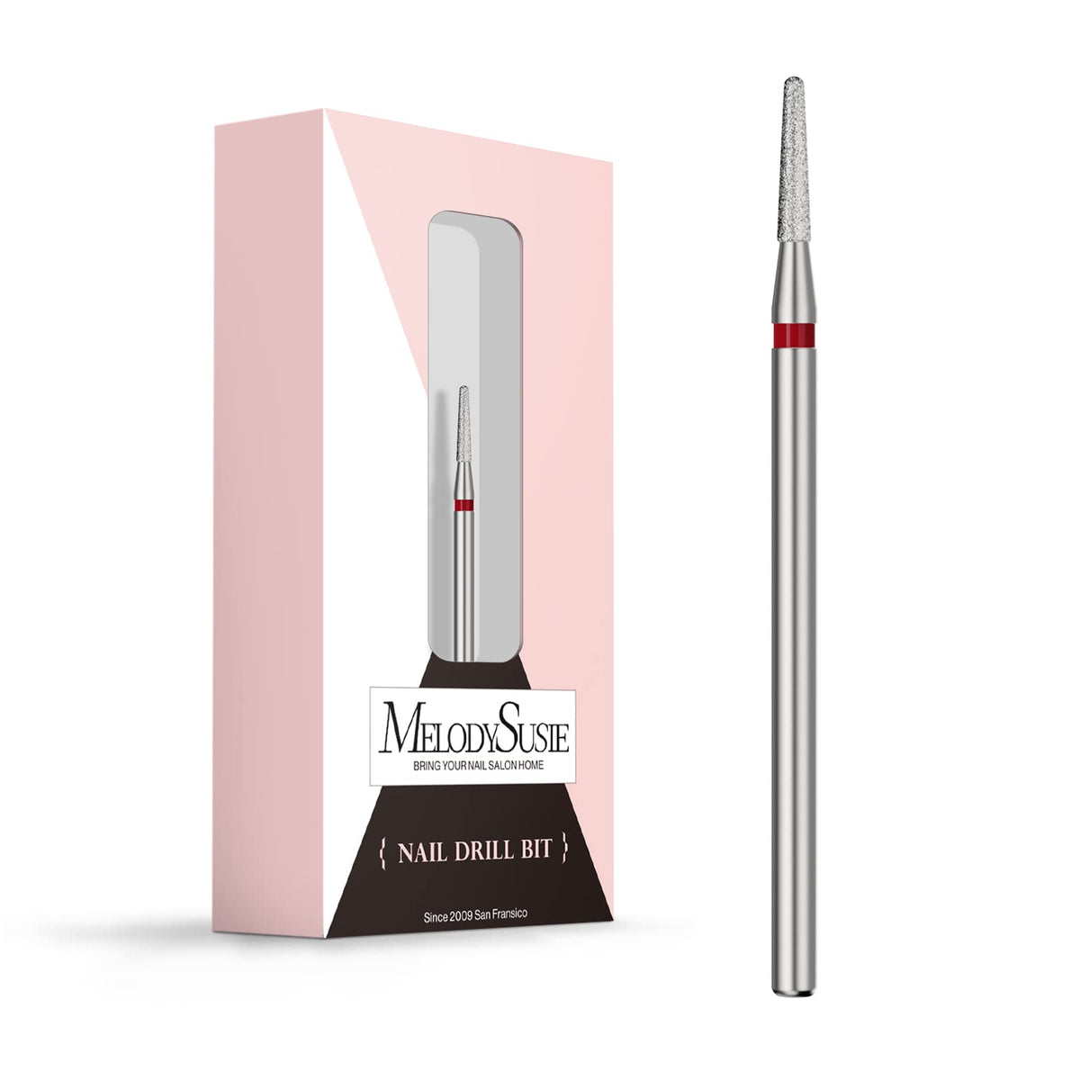 MelodySusie 1.8mm Round Tapered Cuticle Clean Nail Drill Bit 3/32'', Professional Safety Carbide Diamond Under Nail Cleaner for Cuticle Dead Skin Nail Prepare, Beginners Bits, Series Bit-S, Fine