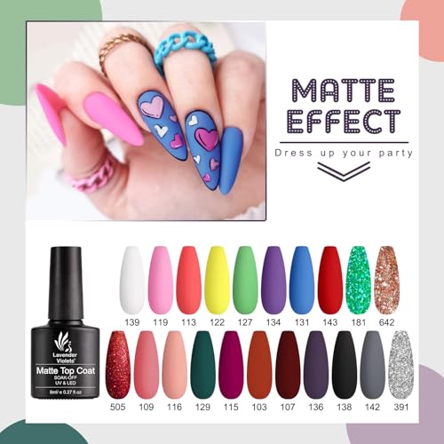 LAVENDER VIOLETS Gel Nail Kit 240 Pcs Short Almond Nail Tips Extension, 21 Gel Colors with Portable U V Light, Nail Glue Base/Glossy/Matte Top Coat for Women Girls VC17