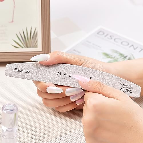 Makartt Nail File, 100/180 Grit 20 Pcs Nail Files for Natural Nails, Professional Strong Emery Boards for Nails Doubled Sides Washable Fingernail Files Manicure Tool Set