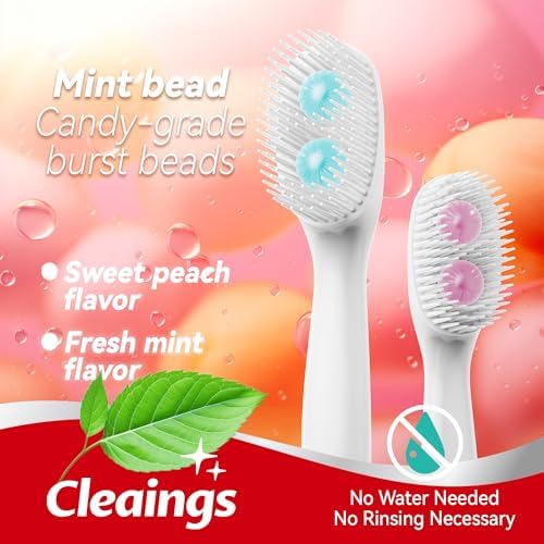 cleaings® Disposable Toothbrushes with Double Cleaning Beads Toothpaste and Clean Floss Picks for Work or Travel - 50 pcs-Mint Flavor（Pack of 1）