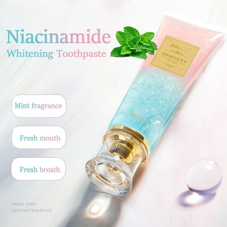 2PCS Niacinamide Whitening Toothpaste-Probiotic Whitening Toothpaste, Intense Triple Whiten, Fluoride-Free, Gentle Mint, Breath Freshening (2pcs)