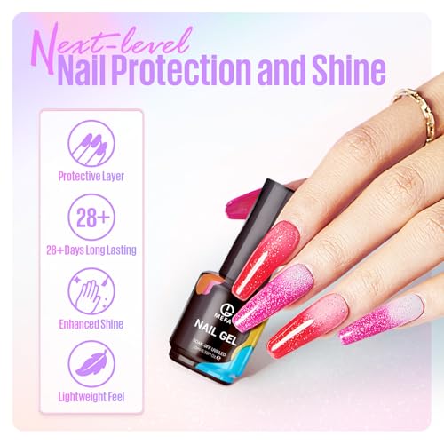 MEFA 72W White UV Nail Lamp with Gel Base and Top Coat, UV Light for Nails with 3 Timers, 21pcs Lamp Beads , Light with Gel Top Coat for Women Home Salon
