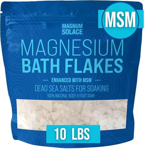 Magnesium Flakes with MSM - Magnesium Chloride Flakes - Dead Sea Salts for Soaking, 10 LBS