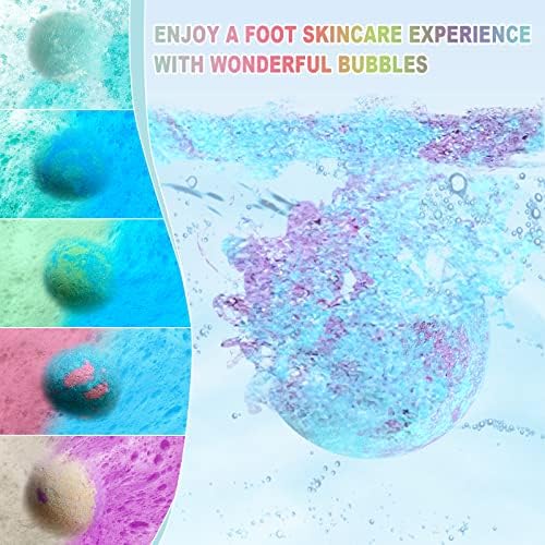 HOSPAN Organic Foot Bath Bombs Gift Set, 12 Essential Oil Rich Foot Soak for Mom and Dad, Handmade Foot Spa Bomb with Wonderful Bubbles, Great for Soothes Sore Tired Feet, Dry Feet Moisturize