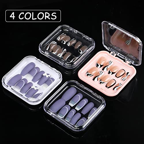 20pcs Press On Nail Packaging Boxes with 60pcs Double Sided Adhesive Nail Tape Acrylic Press On Nail Storage Box in 4 Colors Artificial Nail Display Box for Press on Nail Business Nail Art Nail Salon