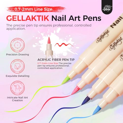 18 Colors Nail Art Pens Set, 3D Nail Polish Pens Quick-Drying Acrylic Paint Markers, Dotting Liner Brush for DIY Nail Design, Home & Salon Manicure Tools