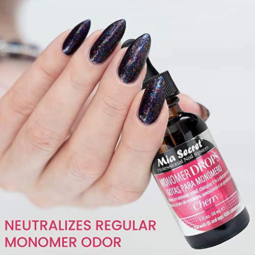 Mia Secret Monomer Drops Cherry Scent, 1oz - Odor Out Drops for Liquid Acrylic Monomer - Liquid Monomer Odor Neutralizer