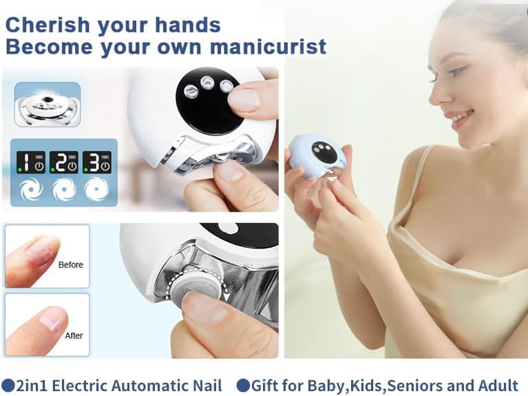Electric Nail Clipper,VBXBKC 3 Speeds Electric Automatic Nail Clipper with LCD Digital Display,Safety Electric Trimmer for Baby Seniors and Adult