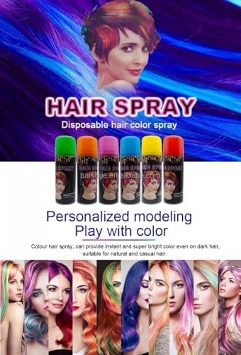 Temporary Hair Color Spray Birthday Party,New Year Party,Celebration 3OZ- Case (6 Cans) - 6 Colors