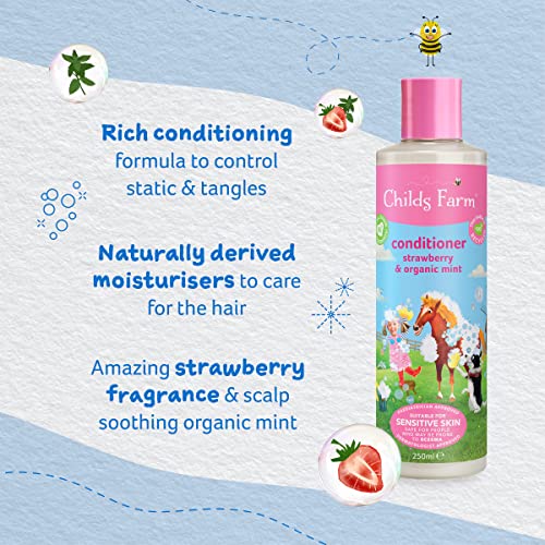 Childs Farm, Kids Hair Conditioner for Dry, Sensitive Skin & Scalp, Strawberry & Organic Mint, Conditions & Nourishes, Vegan, Cruelty-Free, 16.9 fl oz