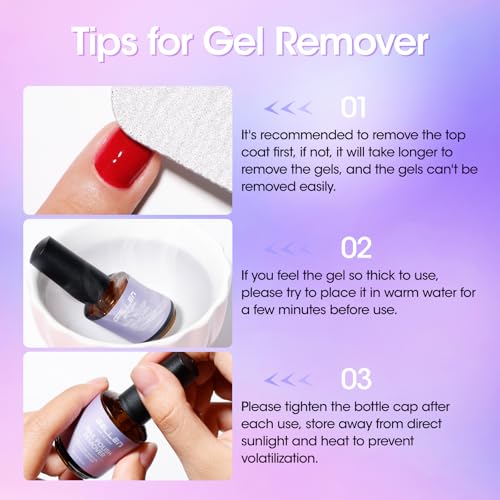 Gellen Gel Polish Remover Kit for Nails, Gel Nail Polish Remover 3-5 Minutes Removal, Pink Liquid Latex Tape Easy to Peel Off, with Manicure Tools, Fast & Easy Removedor de Esmalte Gel