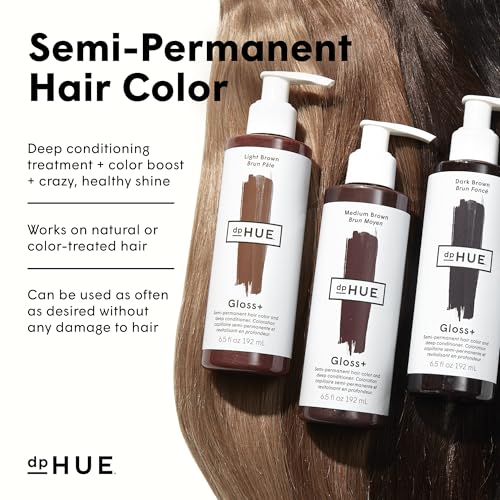 dpHUE Gloss+, Black - 6.5 oz (8-12 Applications) - Semi-Permanent Hair Color & Conditioner - Lasts Up to Eight Washes - Paraben, SLS & SLES Sulfate Free - Vegan, Leaping Bunny Certified