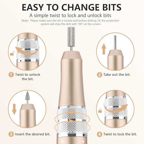 Kredioo Nail Drill Professional Electric 35000RPM Nail Drill Machine Kit Remove Gel Nails Acrylic Polish Thick Toe with 11 Sanding Bits E File Set