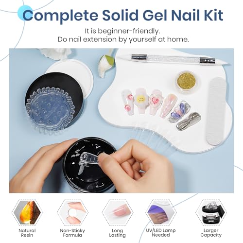 MIZHSE 100g Solid Builder Gel for Nails, Large Capacity Clear 3D Sculpting Gel for Nails, Non-sticky Hand Building Carving Modeling Hard Nail Extension with Silicone 3D Mold Nail Art Salon