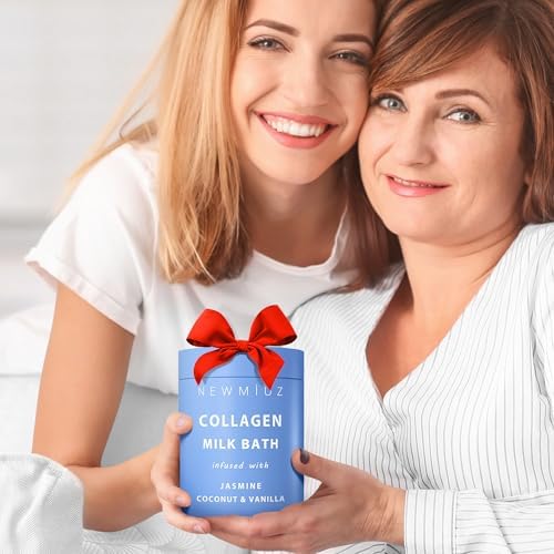 Creamy Coconut Collagen Milk Bath Soak Powder Moisturize & Soften Skin – Vanilla Jasmine Luxury Spa Bubble Bath Salt Mother's Birthday Christmas Relaxation Gifts for Women Perfect Stocking Stuffers