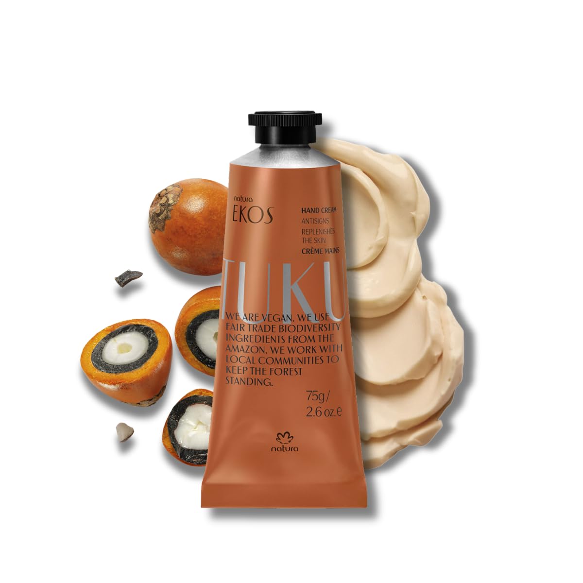 natura - Ekos Tukumã Hand Cream - Moisturize & Improve Skin Texture - Boost Natural Hyaluronic Acid - Anti-Signs - Vegan Skin Care - 2.6 oz (75g)
