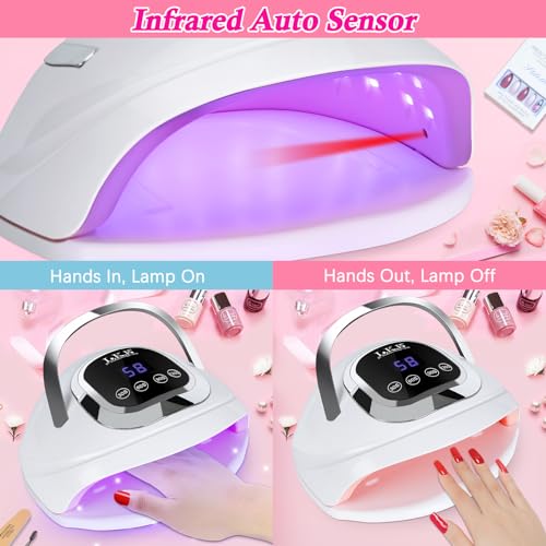 Wisdompark UV Nail Lamp 268W, UV Light for Gel Nails with 60pcs Beads, Professional LED Nail Lamp 4 Timers and Automatic Sensor Nail Dryer for Home Salon (Large)