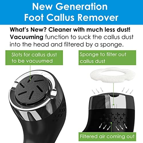 Electric Foot Callus Remover with Vacuum 13-in-1 Rechargeable Foot Scrubber Dead Skin Remover, Waterproof Foot File Pedicure Kit Tools with 2 Speed, Foot Care Kit with LED Battery Display