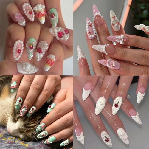 Nail Art Silicone Mold Embossed Cream Chain Design DIY Manicure 3D Carving Template with 6 Patterns, Resin Craft Making Tool Mould for Women Nail Decoration