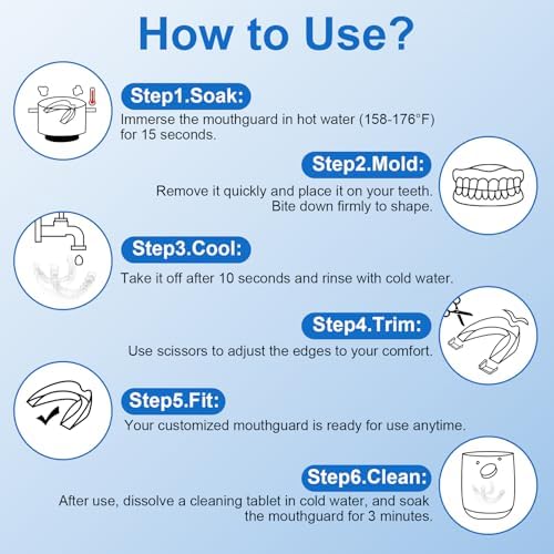 Mouth Guard for Grinding Teeth at Night - Custom Moldable Dental Guard for Teeth Clenching and Bruxism Relief, BPA-Free Night Guard with Cleaning Tablets, 4 Packs, 2 Sizes