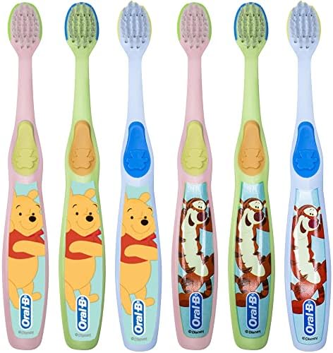 Oral-B Baby Manual Toothbrush, Pooh Characters, 0-3 Years Old, Extra Soft (Characters Vary) - Pack of 6