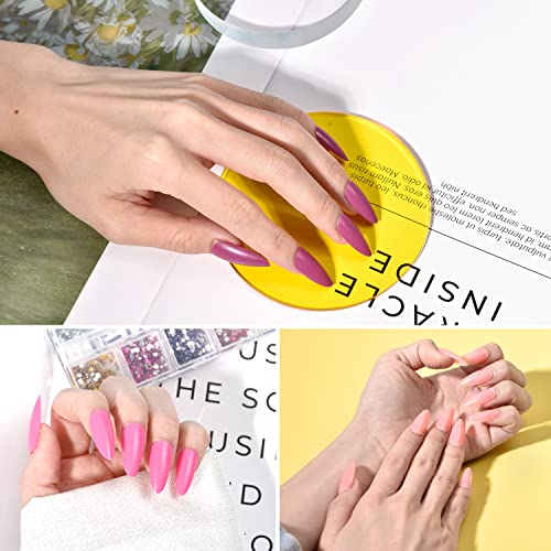 TsMADDTs Press On Nails Almond, 24 Colors 720PCS Short Fake Nails with Glues, Stickers, Tweezer for Women