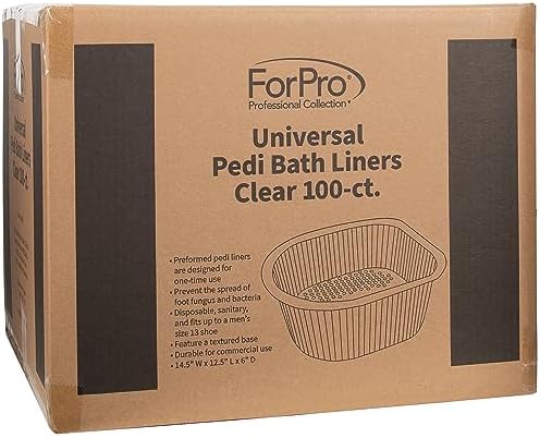 ForPro Professional Collection Universal Pedi Bath Liners - 50% THICKER - Fit Footsie Bath, Disposable Pedicure Foot Tub Liners for Foot Spa Basins & Foot Bath Soaks, Clear, 100-Count