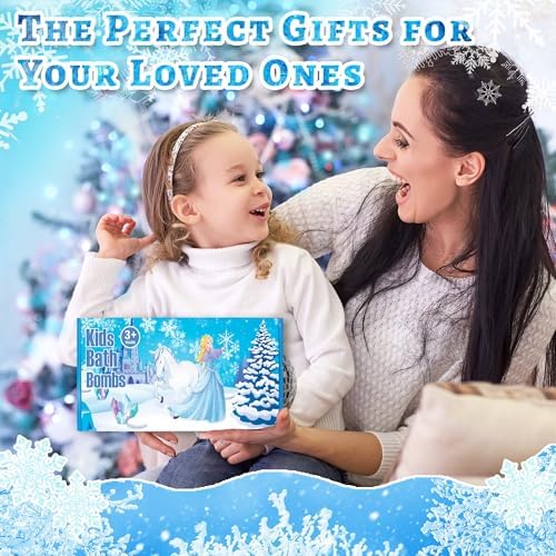 Bath Bombs for Kids with Surprise Inside, 8 Pack Bath Bombs with Frozen Toys, Princess Jewelry & Cross-Body Bag, Natural Fizzy Bubble Bath Balls with Jewelry Set, Christmas Birthday Gift for Girls
