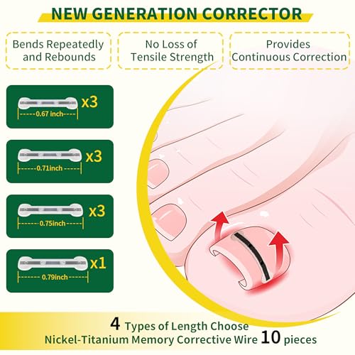 Titanium Alloy Ingrown Toenail Treatment & Removal Kit for Quick Relief, Ingrown Toenail Removal Kit， Professional Ingrown Toenail Corrector, Ingrown Toenail Tools for Quick Relief, 10 Pcs