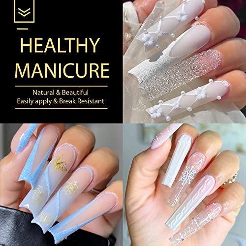 UNA GELLA Extra Long Tapered Sqaure Nail Tips, Pre-buffed 240Pcs Square Gel Nail Tips No C Curve XXL Long Square Press on Nails Full Cover Straight for Nails Extension Home DIY Salon 12 Sizes