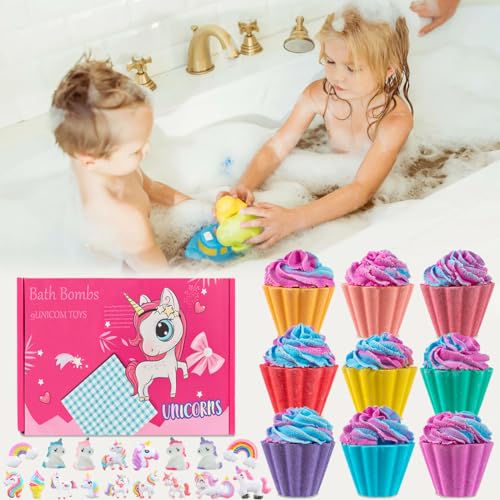 Bath Bombs for Kids with Surprise Unicorn Inside, 20 Kids Bath Bombs Gift Set, Handmade Bubble Bath Fizzes Bomb for Chrildren Birthday Christmas and Party Favor Christmas Gifts Set for Girls