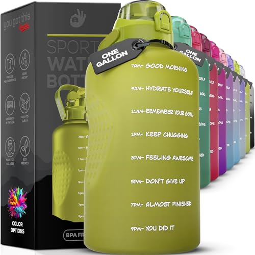 YOU GOT THIS LIVING Motivational Water Bottle with Straw & Handle,One Gallon Water Bottle 128 oz/3.8L,Reusable Water Jug, Achieve All-Day Hydration SpillProof, BPA FREE